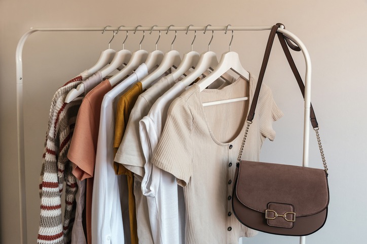 Clothing rail with a selection of women's clothing that will mix and match easily.